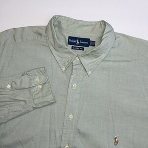 Polo Ralph Lauren Dress Shirt 18.5 38/39 Tall Green Long Sleeve Pony Classic Fit